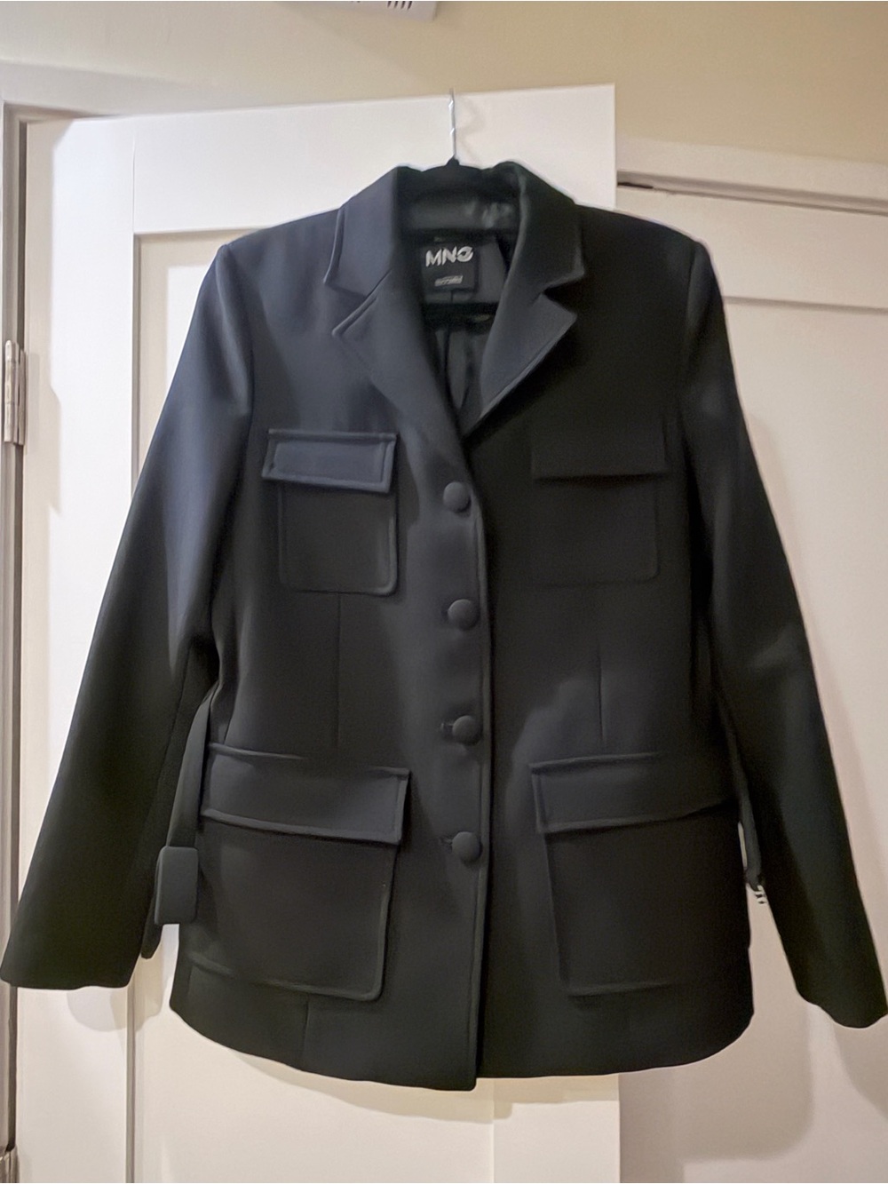 Mango Black Military-Style Button Front Jacket